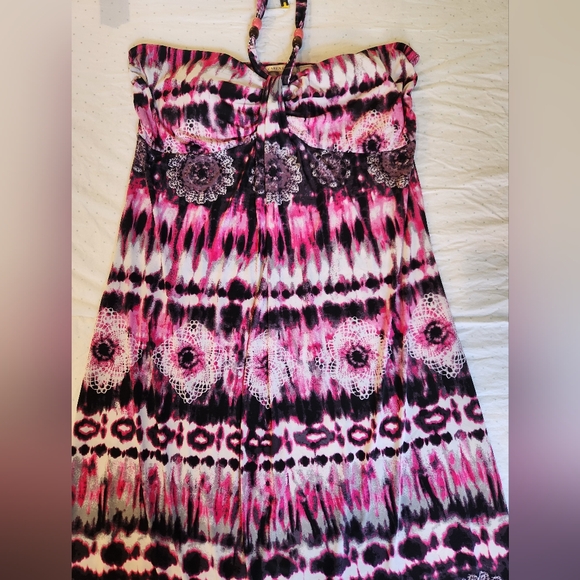 Caren Sport Strapless Dress in Pink and Black. SKU F12 - Picture 3 of 9